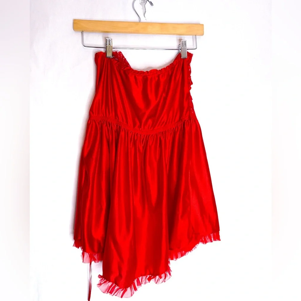 Vintage Red Lace & Satin Babydoll Slip Dress Lingerie Vamp Glamour Valentines - Picture 7 of 15